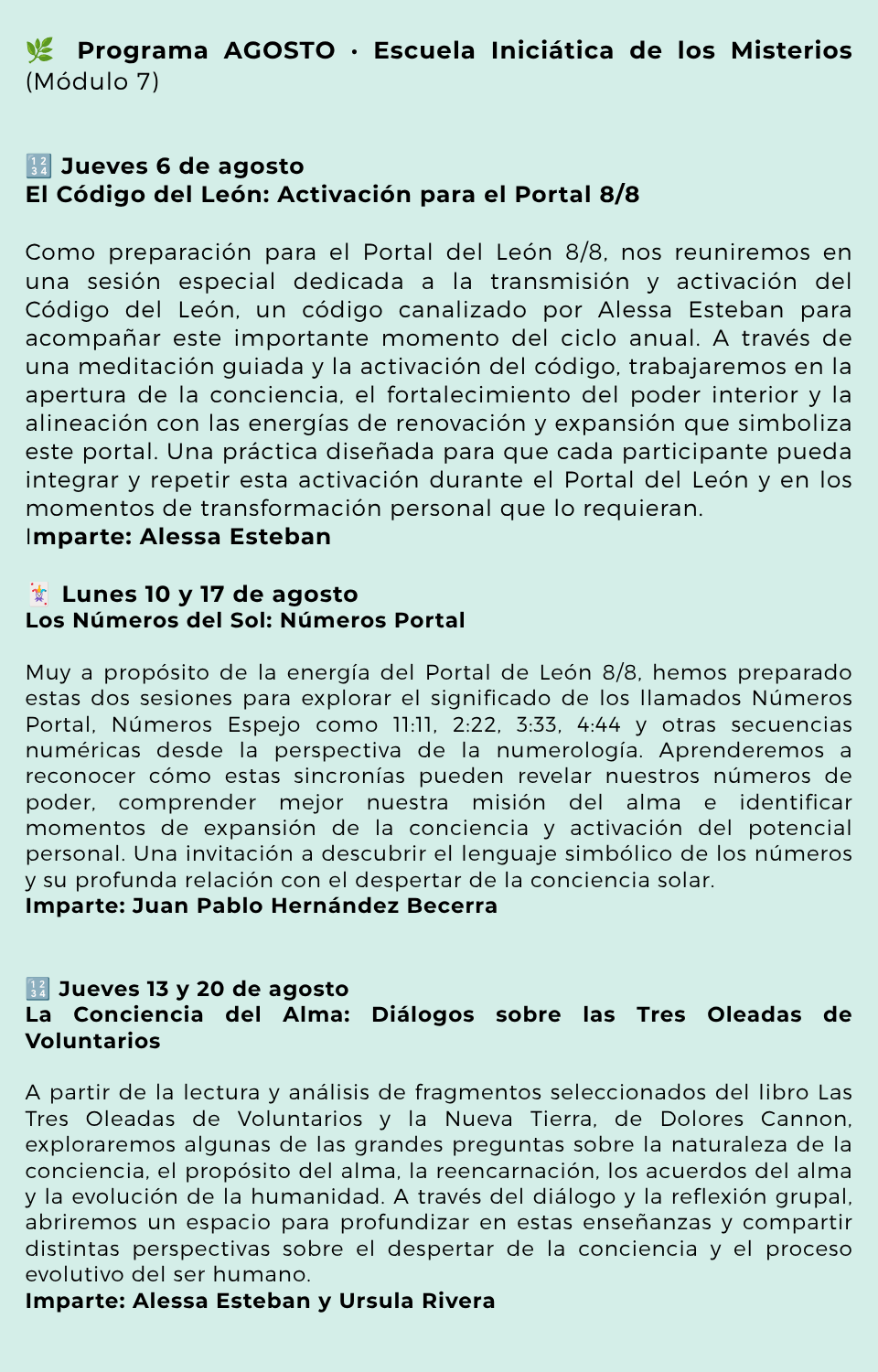 Escuela Iniciática de los Misterios: ✨☥Módulo 7- AGOSTO 2026☥✨