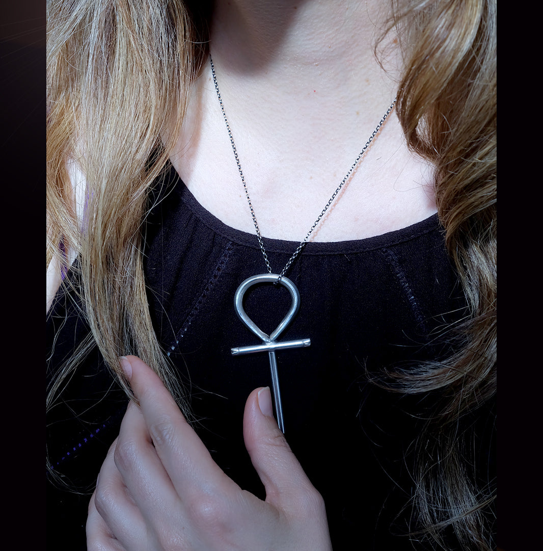 ✨☥Silver necklace amulet of the key of life the ANKH ☥✨ (Pendant and 50cm chain.)