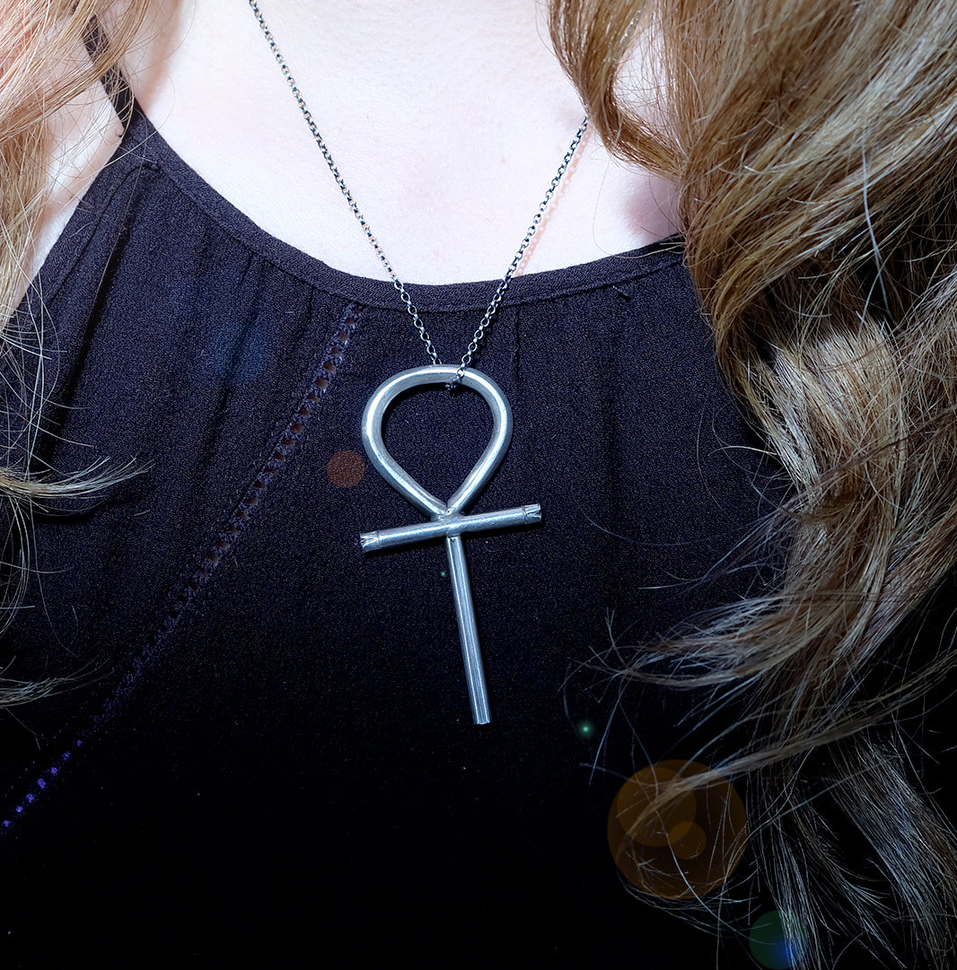 ✨☥Silver necklace amulet of the key of life the ANKH ☥✨ (Pendant and 50cm chain.)