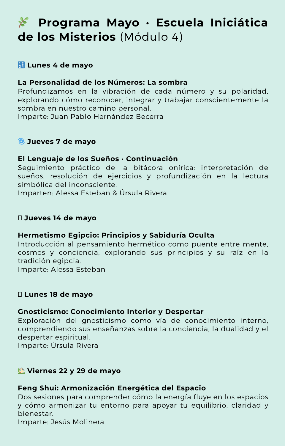 Escuela Iniciática de los Misterios: ✨☥Módulo 5- JUNIO  2026☥✨