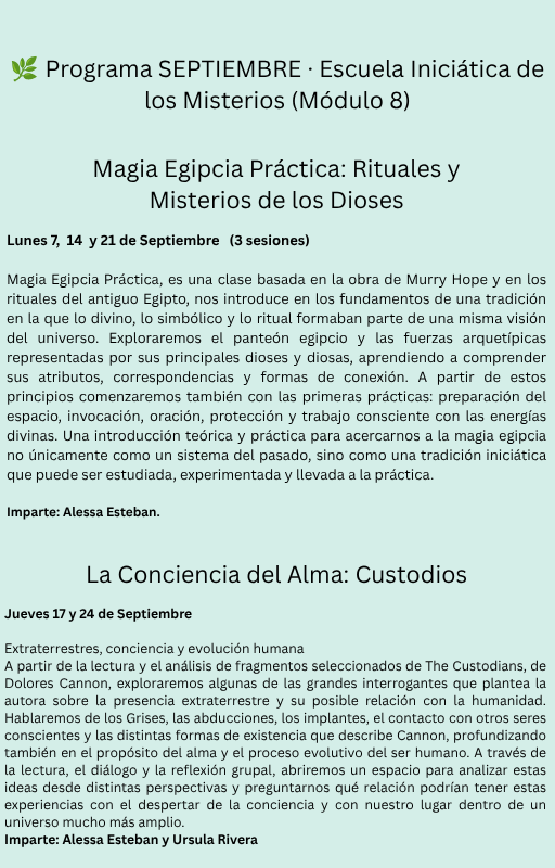 Escuela Iniciática de los Misterios: ✨☥Módulo 8- SEPTIEMBRE  2026☥✨