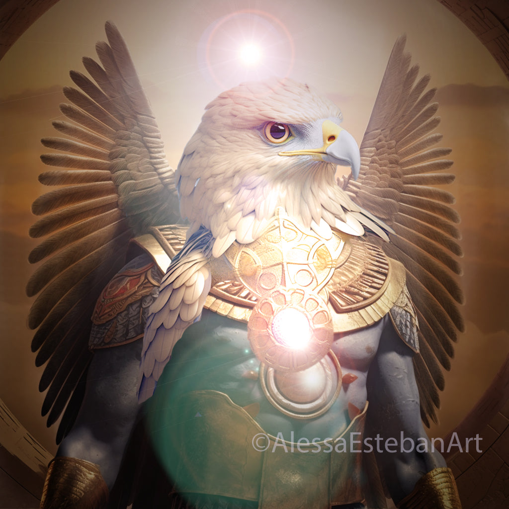 Blue Avian - Horus Egyptian Solar God, Digital File