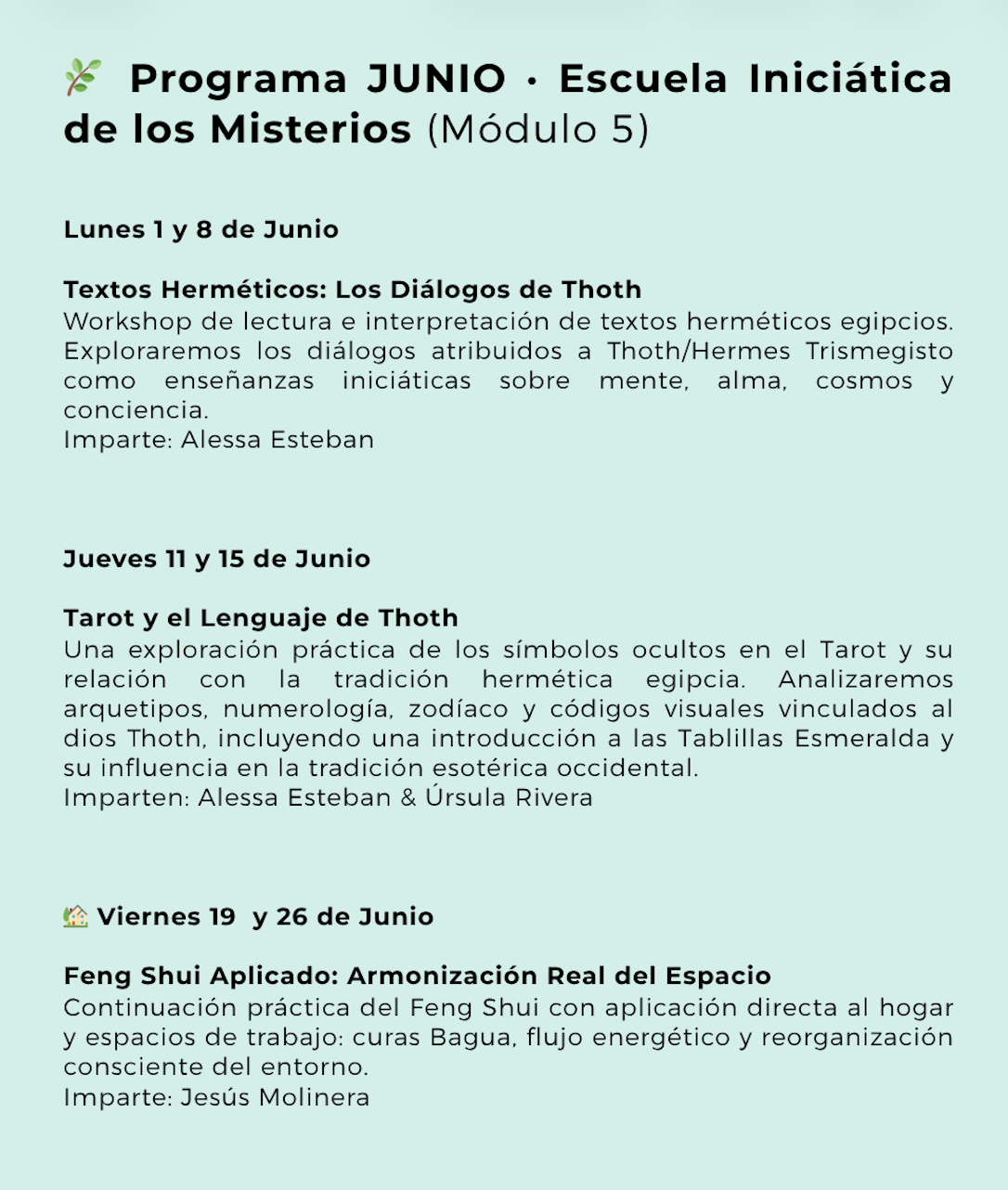 Escuela Iniciática de los Misterios: ✨☥Módulo 5- JUNIO  2026☥✨